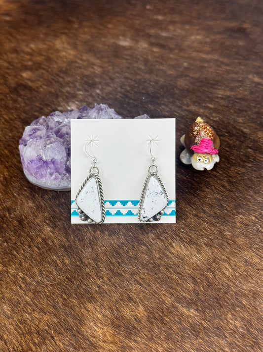 White buffalo Oval Dangle Earring