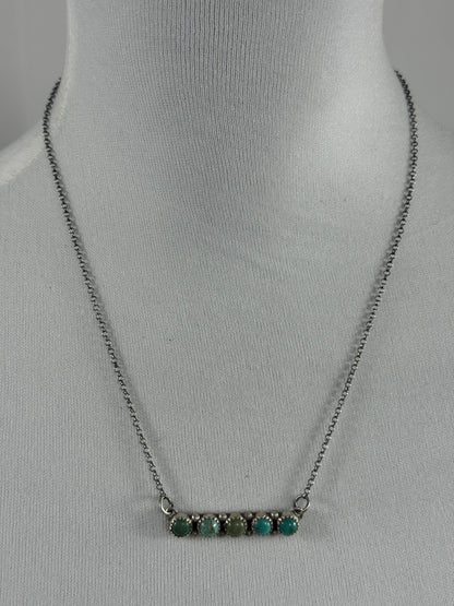 Kingman Turquoise 5 Stone Bar Necklace