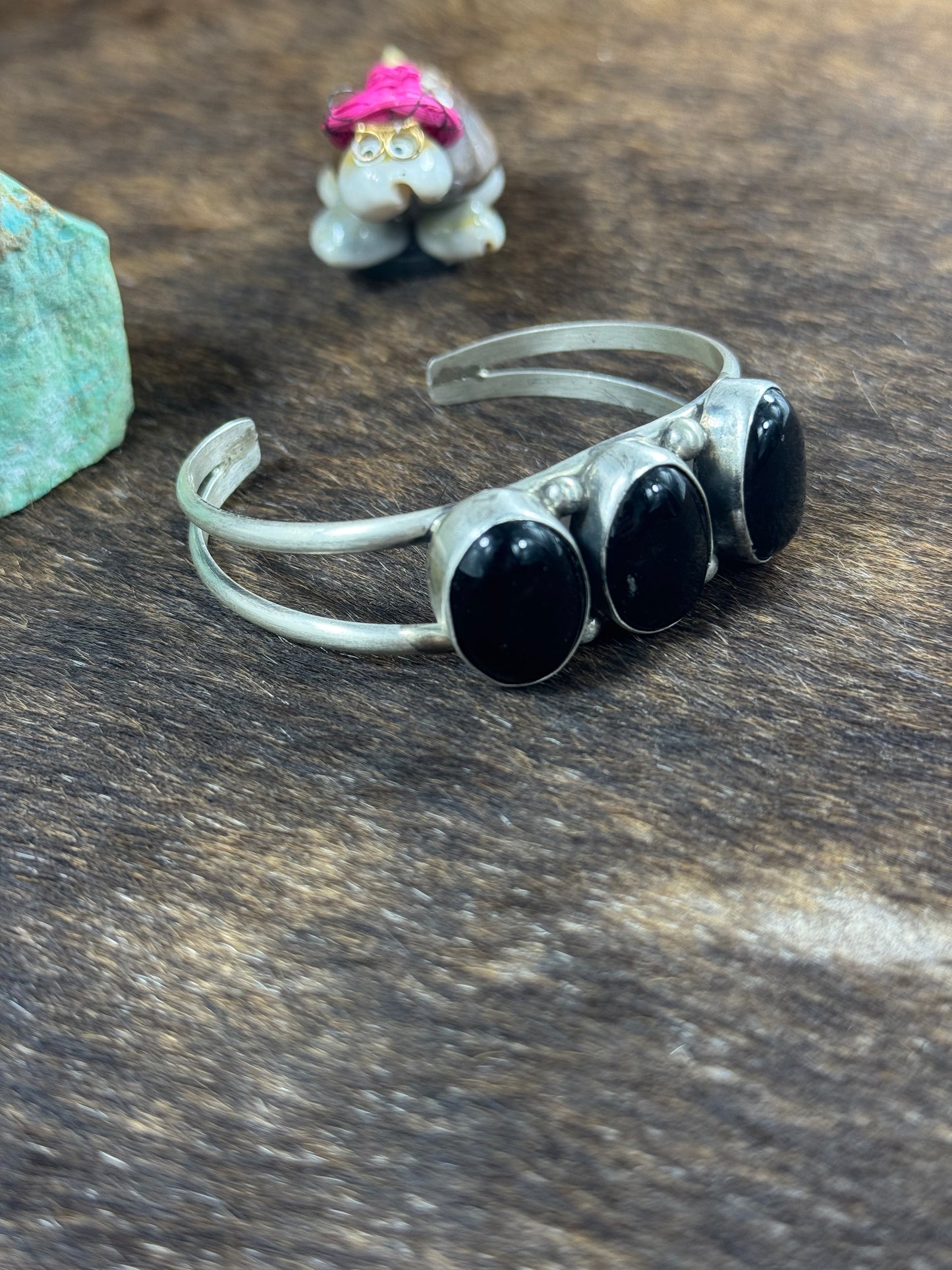 3 Stone Black Onyx Bracelet