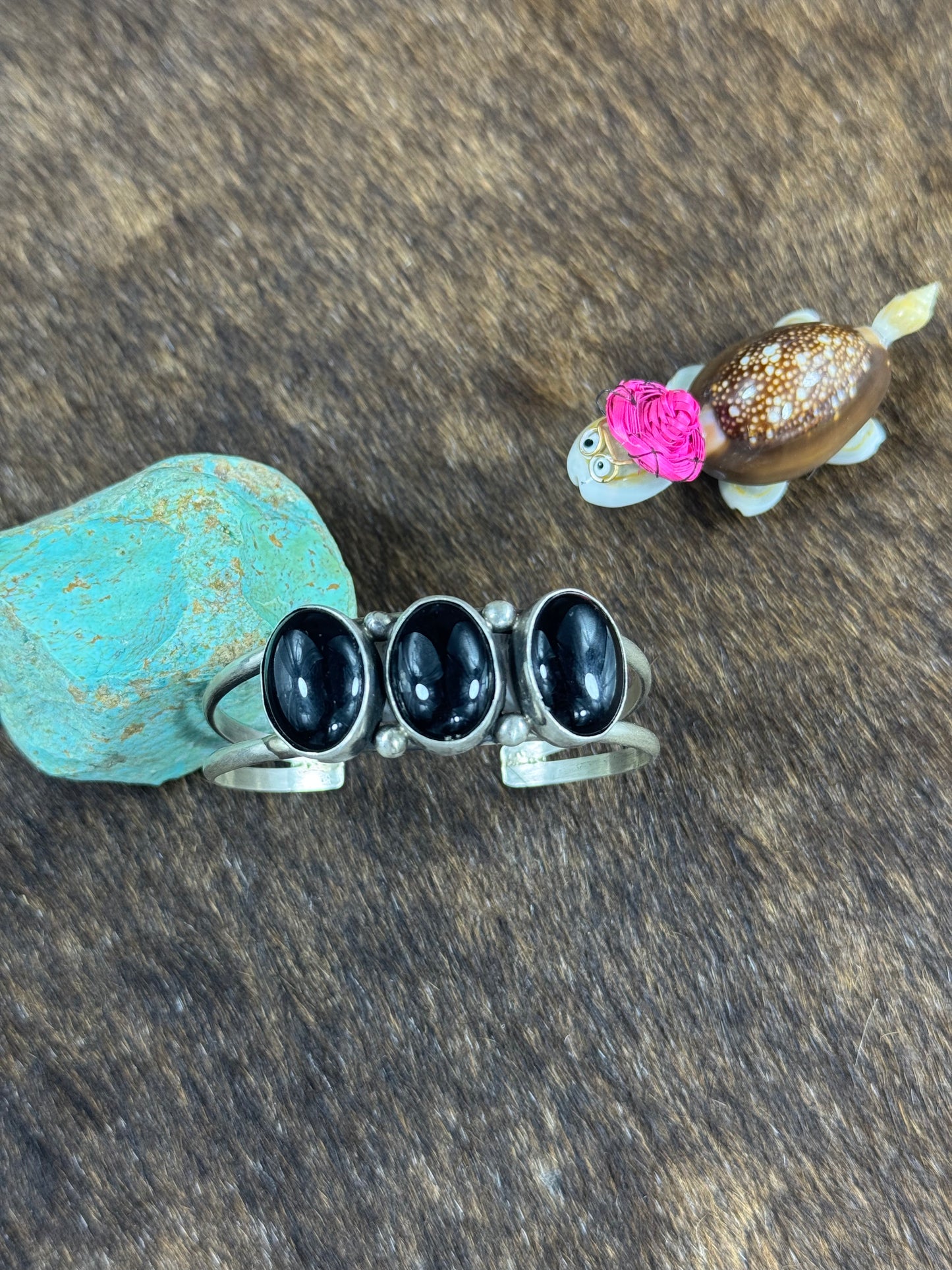 3 Stone Black Onyx Bracelet