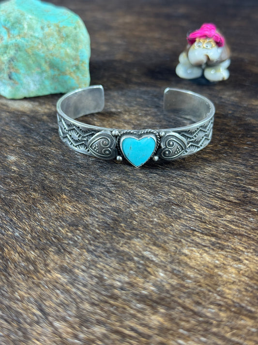 Sunshine Reeves Kingman Turquoise Heart Stamp Cuff