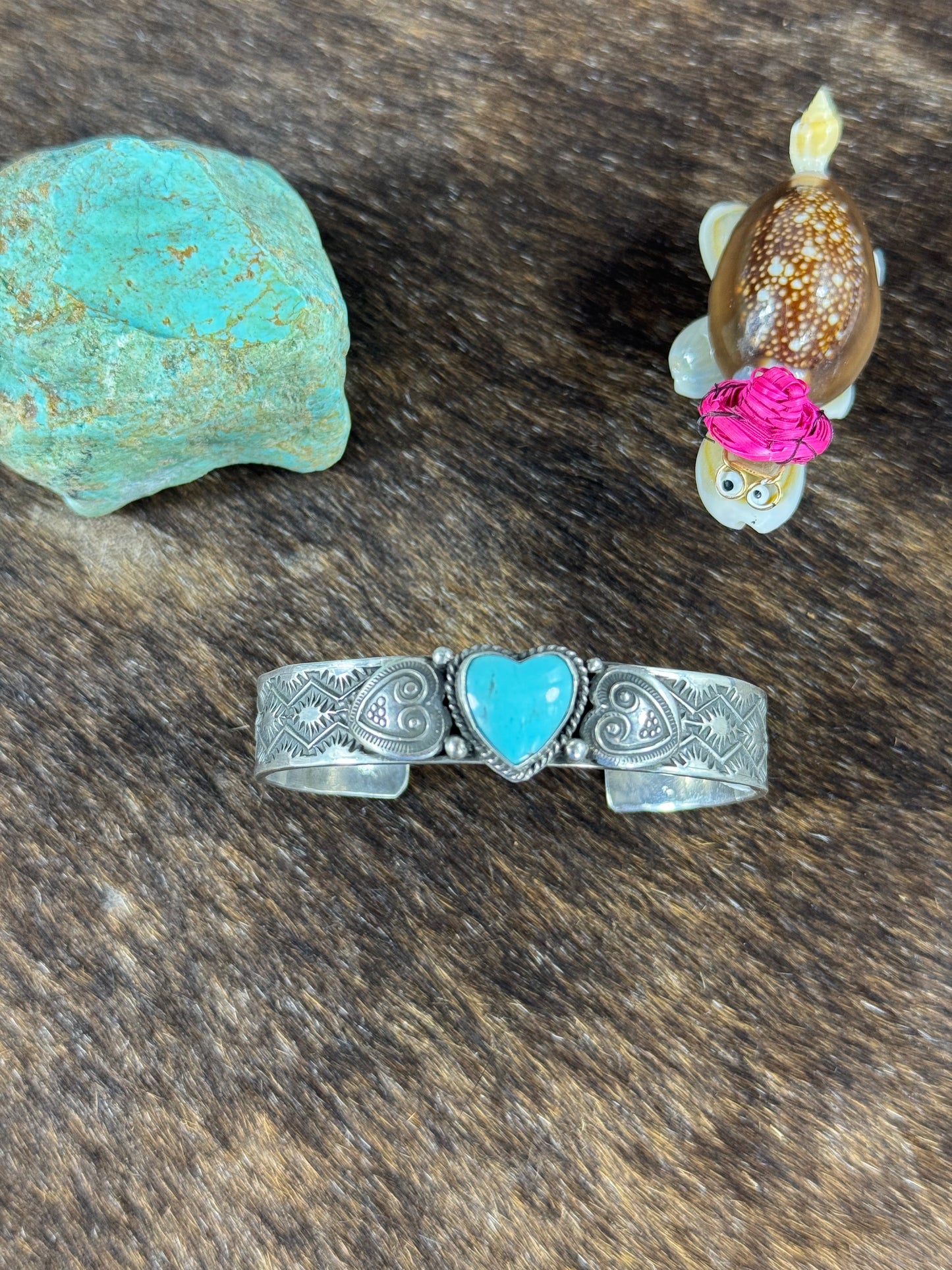 Sunshine Reeves Kingman Turquoise Heart Stamp Cuff