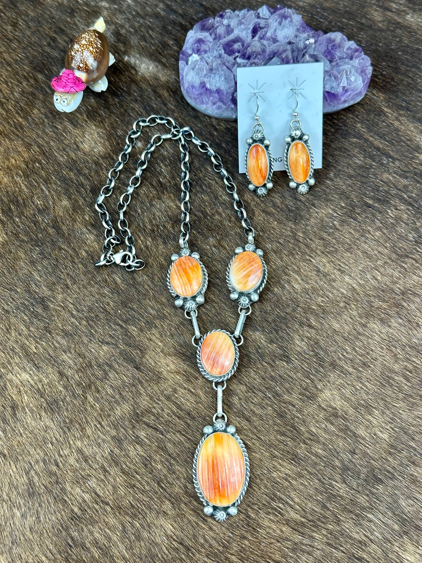 Orange Spiny Lariat Set