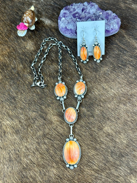 Orange Spiny Lariat Set