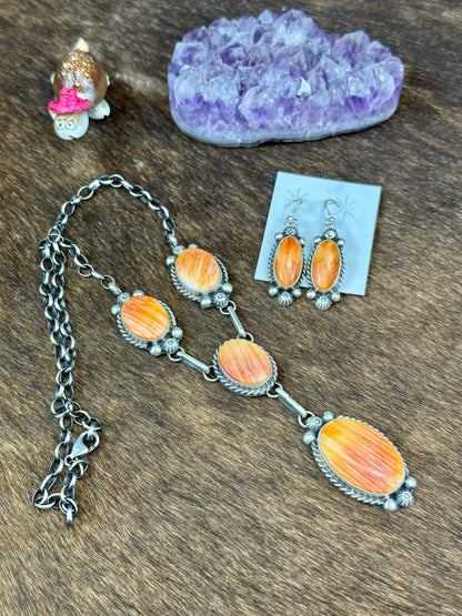 Orange Spiny Lariat Set