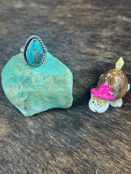 High Grade Kingman Turquoise and Sonoran Gold Ring