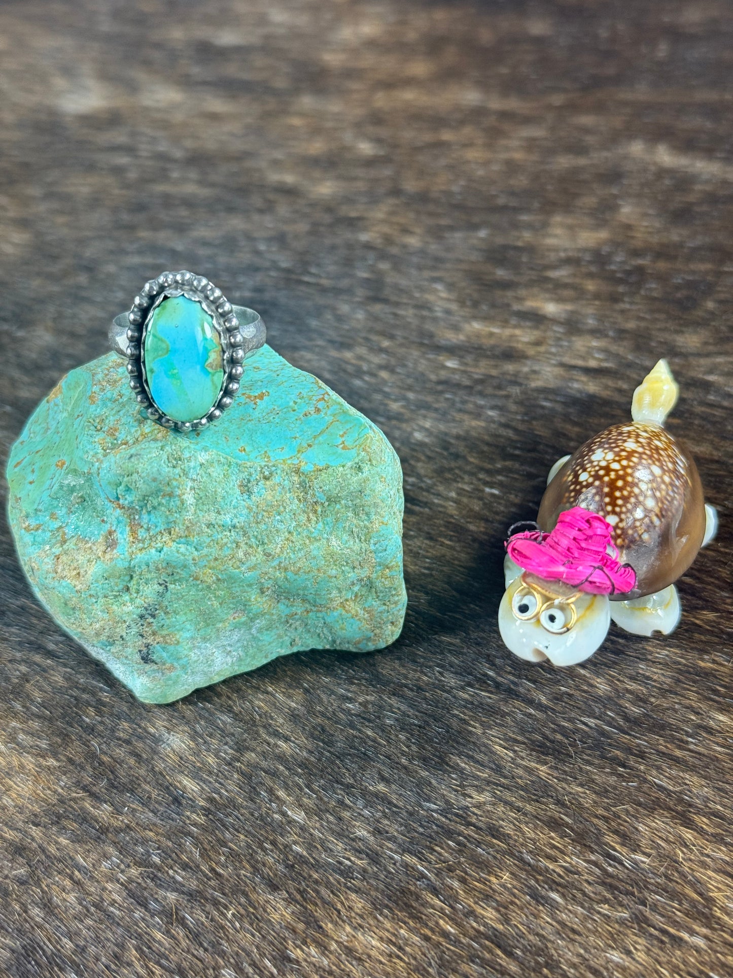 High Grade Kingman Turquoise and Sonoran Gold Ring