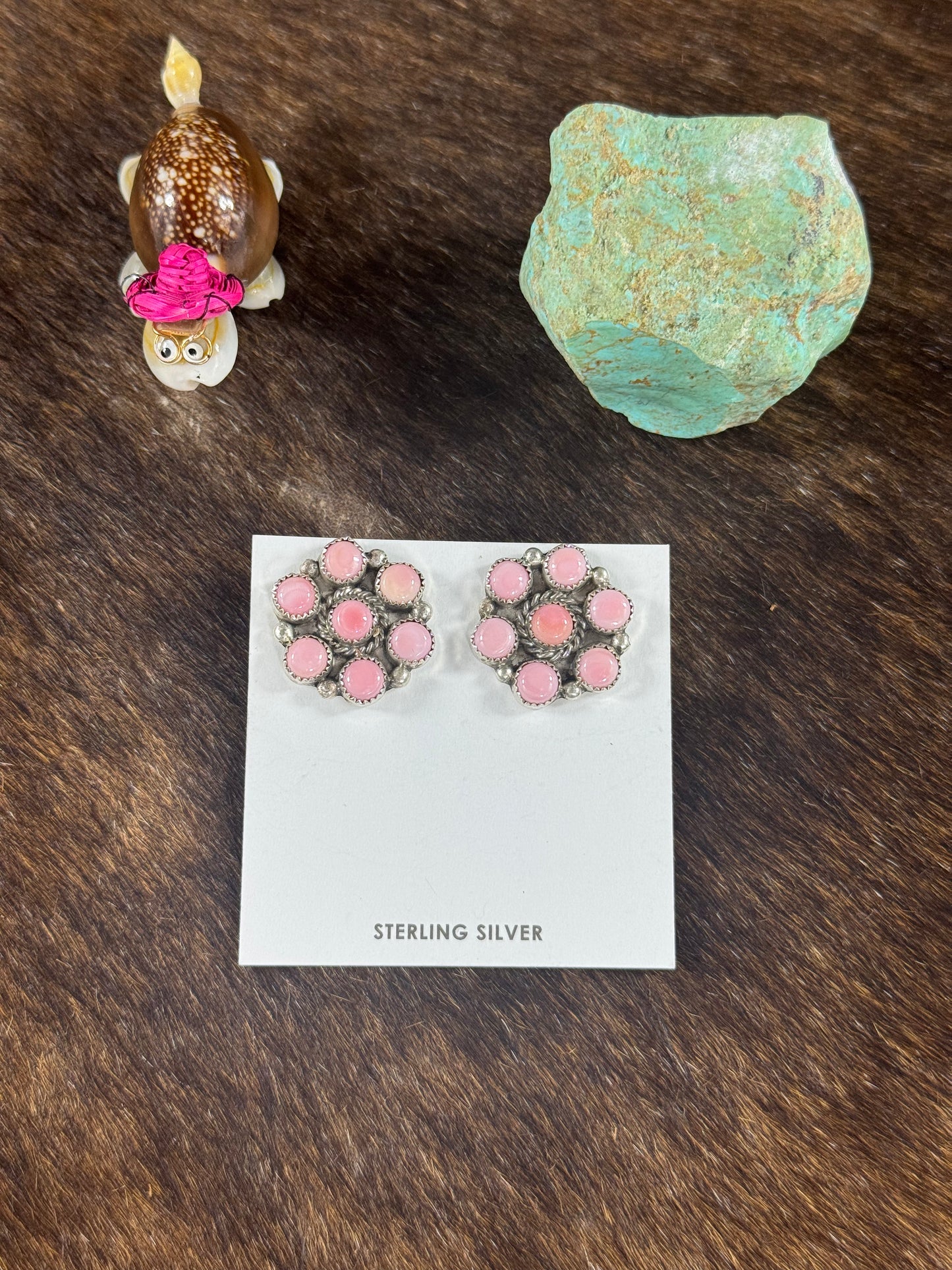 Pink Conch Cluster Earring