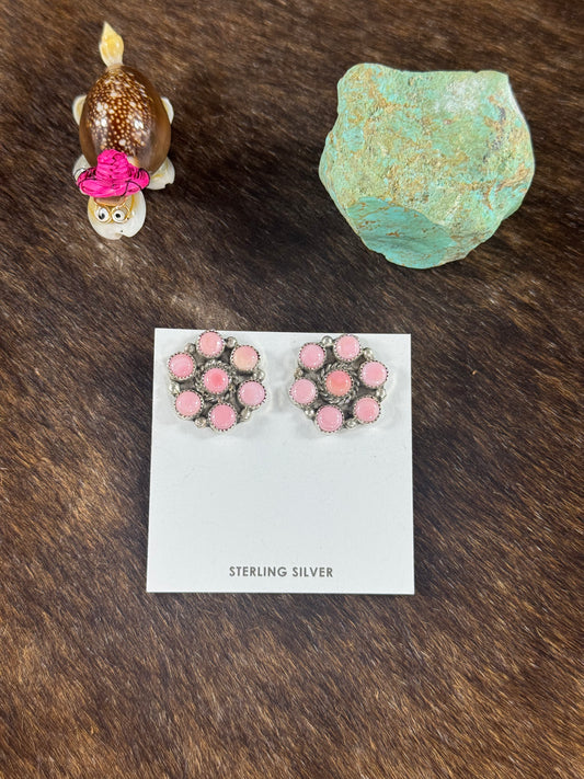 Pink Conch Cluster Earring