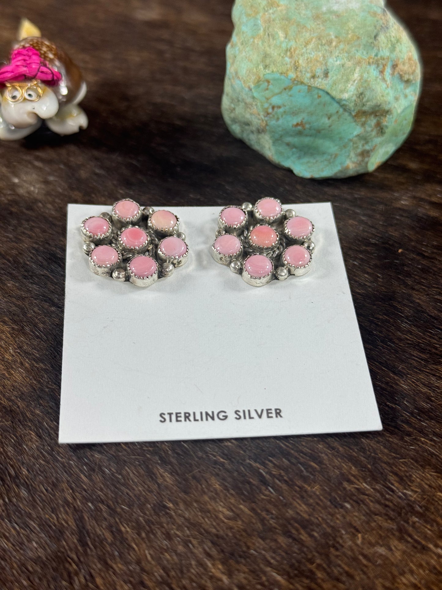 Pink Conch Cluster Earring