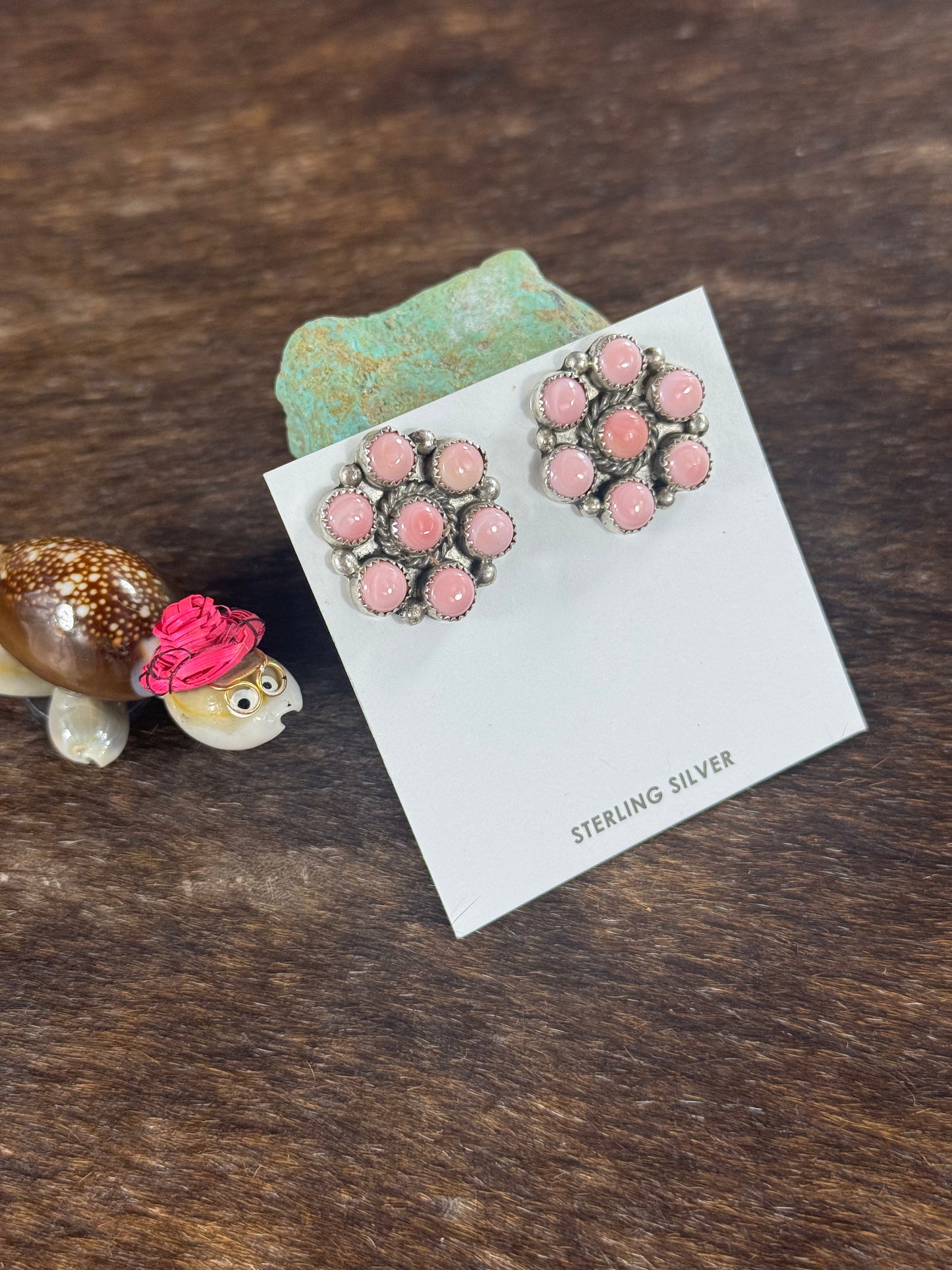 Pink Conch Cluster Earring