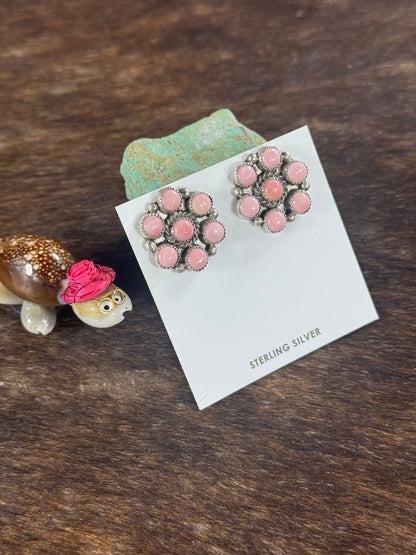 Pink Conch Cluster Earring