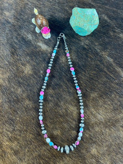 Cotton Candy and Serling Silver Varied Necklace