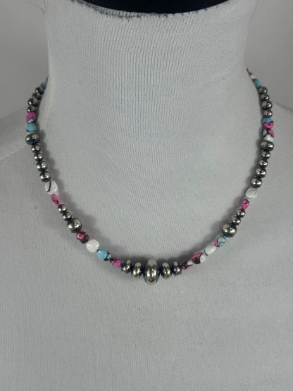 Cotton Candy and Serling Silver Varied Necklace