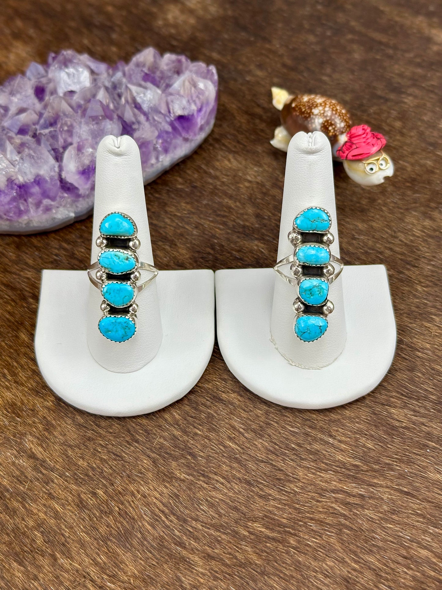 Kingman Turquoise Sterling Silver 4 Stone Rings