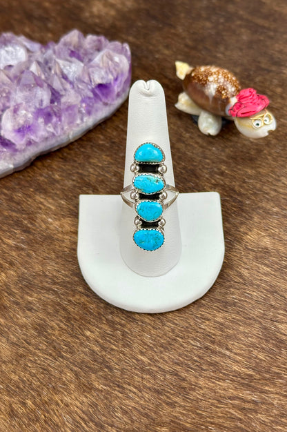 Kingman Turquoise Sterling Silver 4 Stone Rings