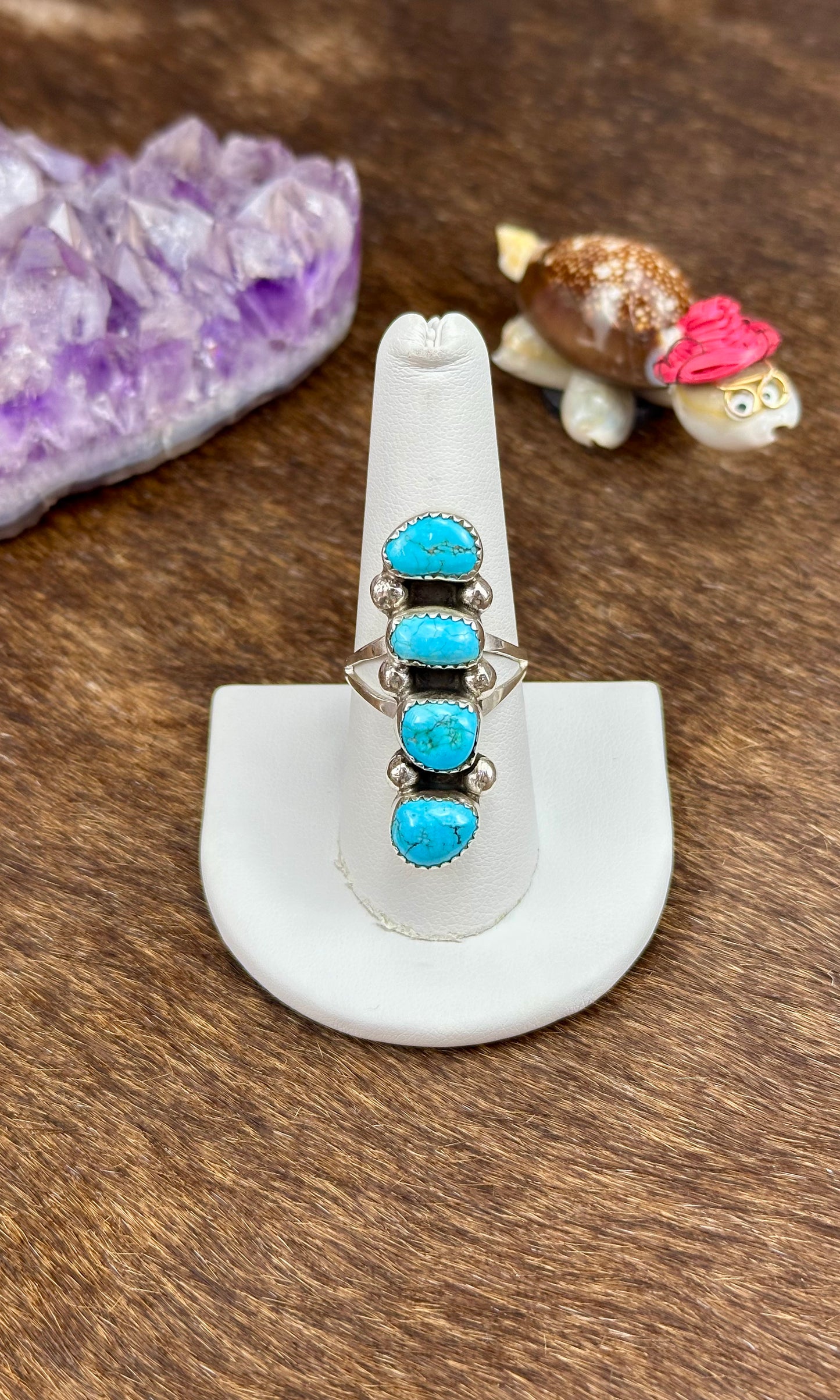 Kingman Turquoise Sterling Silver 4 Stone Rings