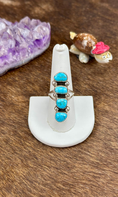 Kingman Turquoise Sterling Silver 4 Stone Rings