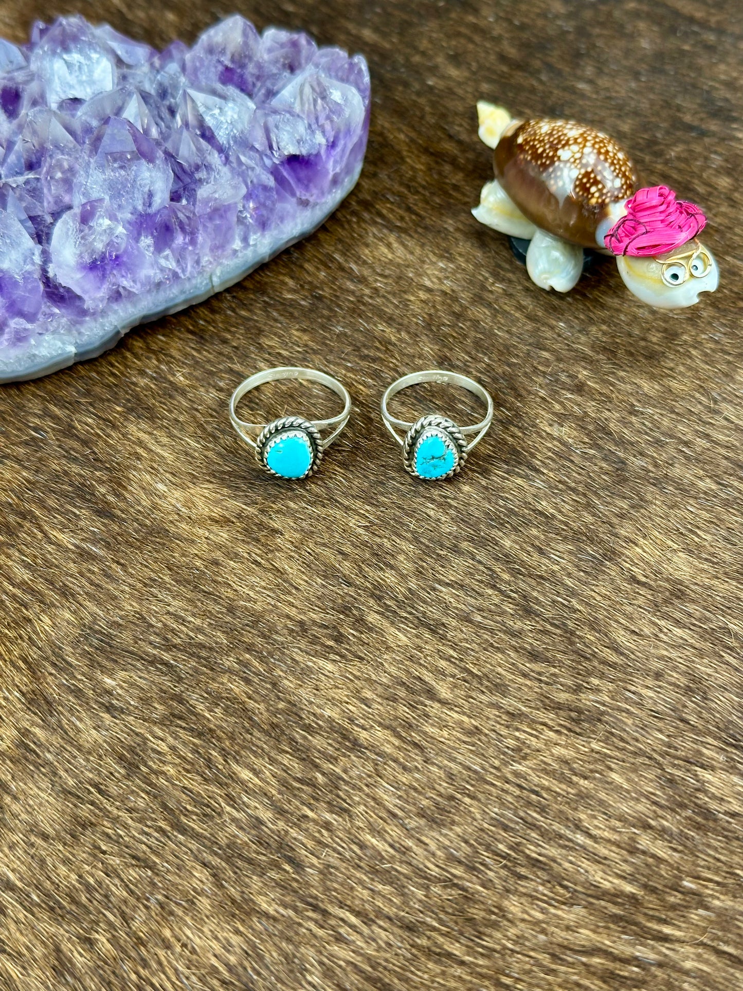 Kingman Turquoise Sterling Silver Single Stone Rings