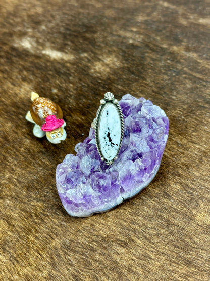 White Buffalo Turquoise Sterling Silver Oval Ring