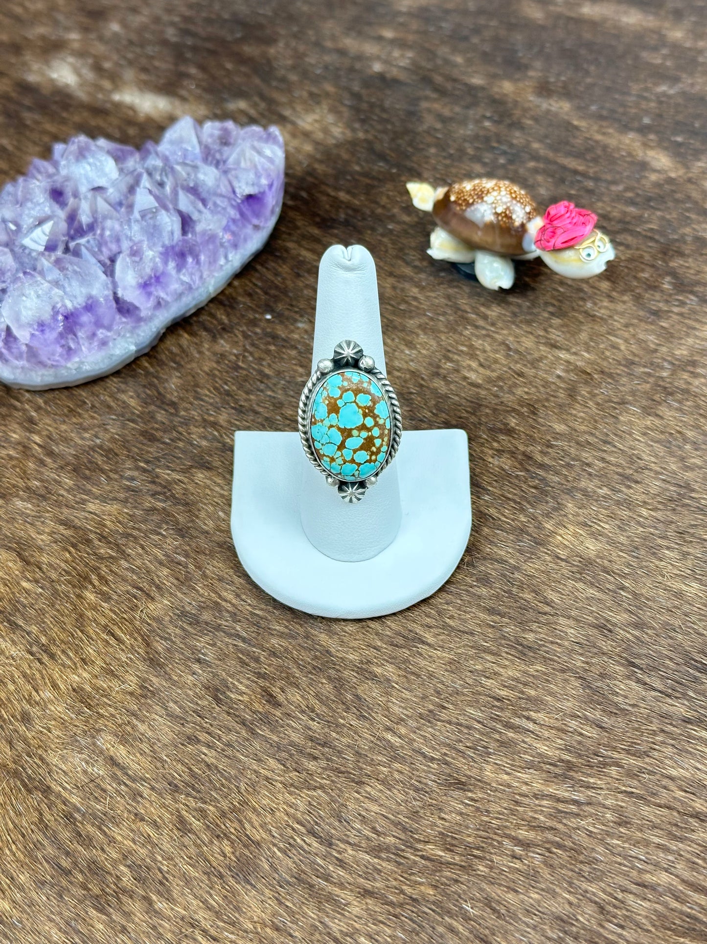 #8 Turquoise Sterling Silver Oval Ring