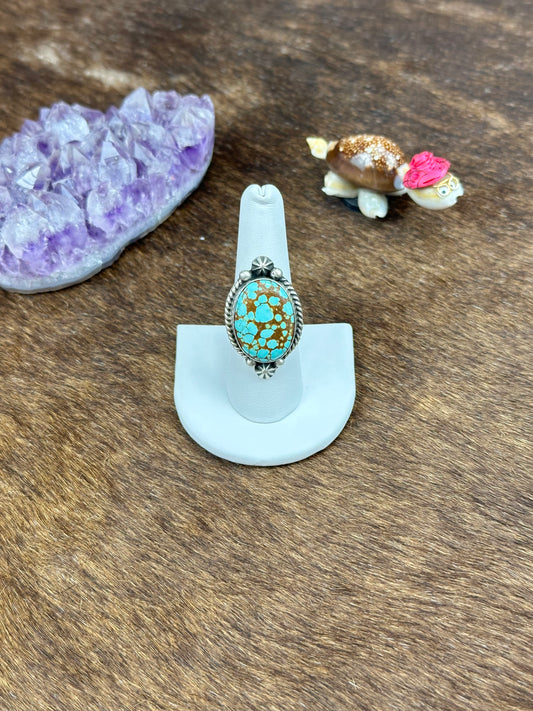 #8 Turquoise Sterling Silver Oval Ring