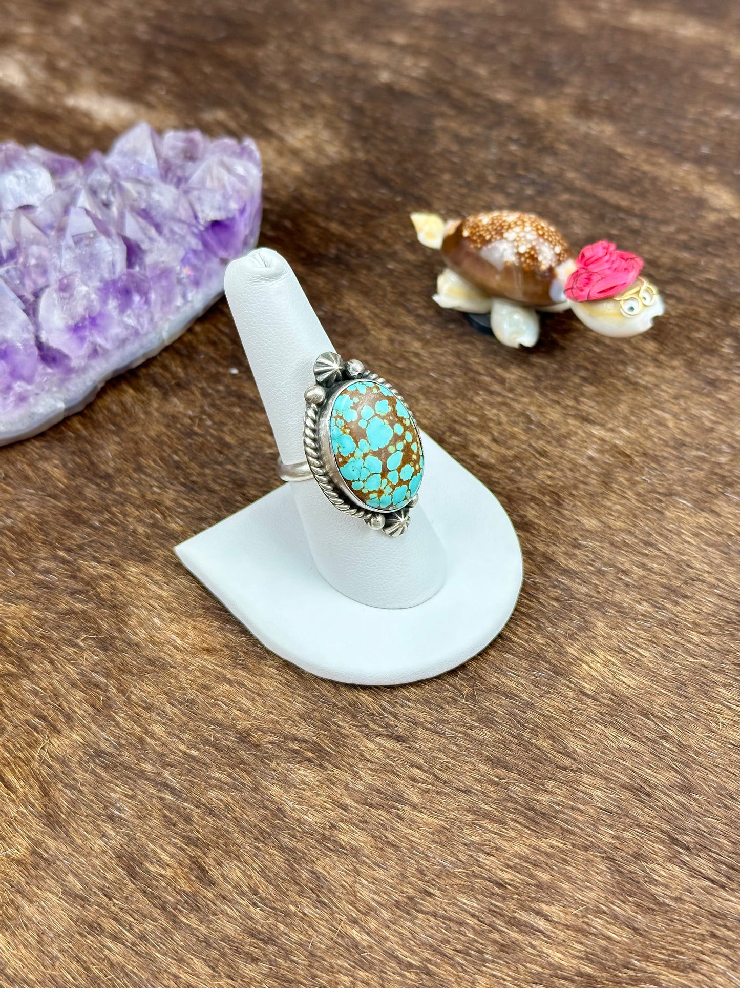 #8 Turquoise Sterling Silver Oval Ring