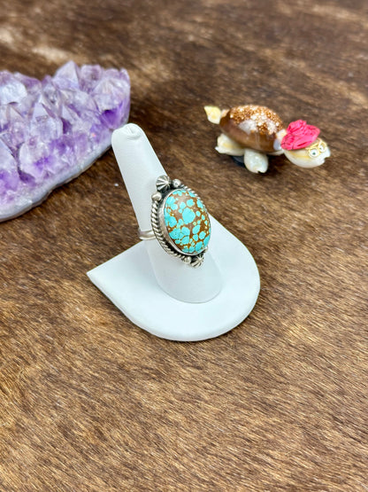#8 Turquoise Sterling Silver Oval Ring