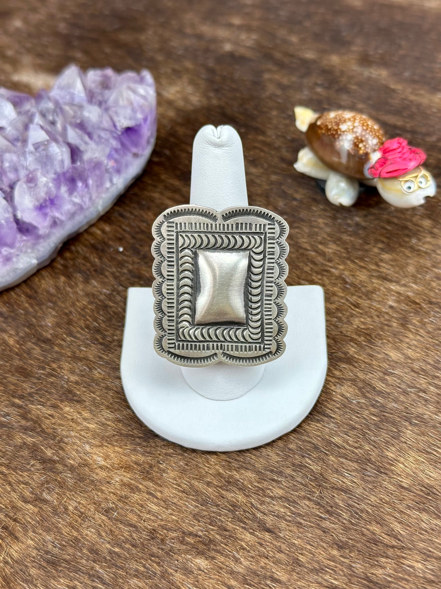 Sterling Silver Stamped Rectangle Ring