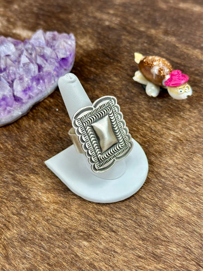 Sterling Silver Stamped Rectangle Ring