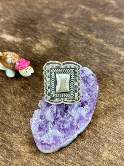 Sterling Silver Stamped Rectangle Ring