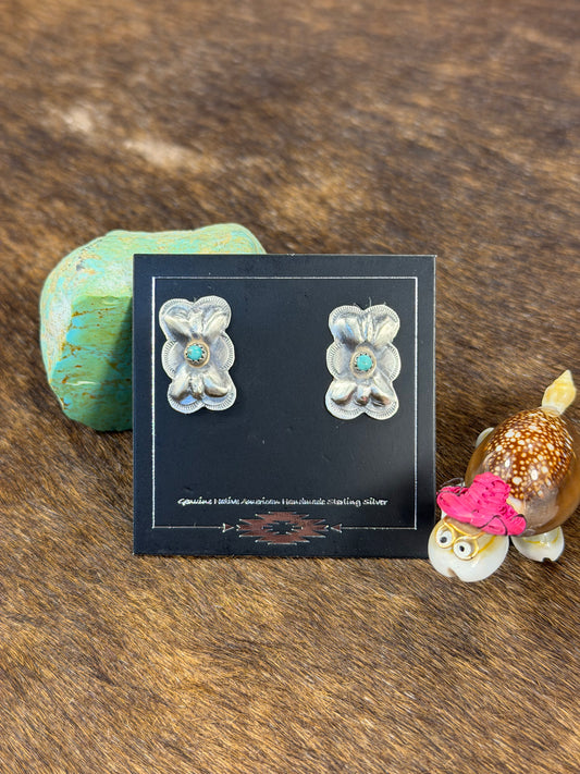 Kingman Turquoise & Sterling Sliver Bowtie Earring