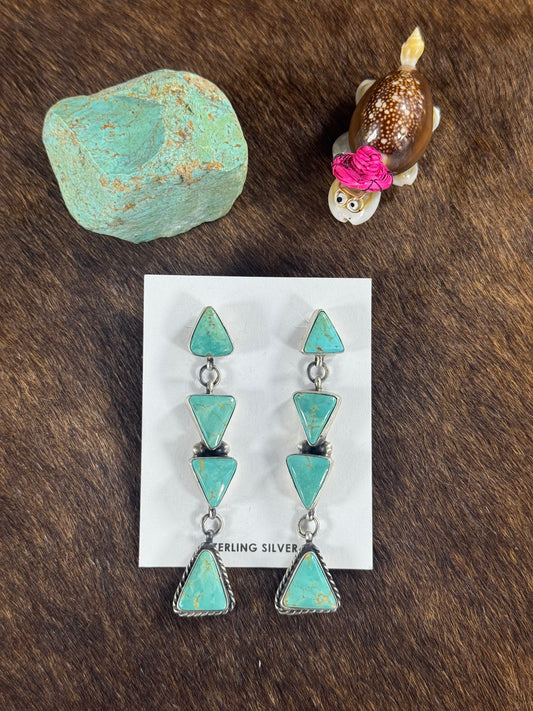 Kingman Turquoise Dangle Traingle Earring