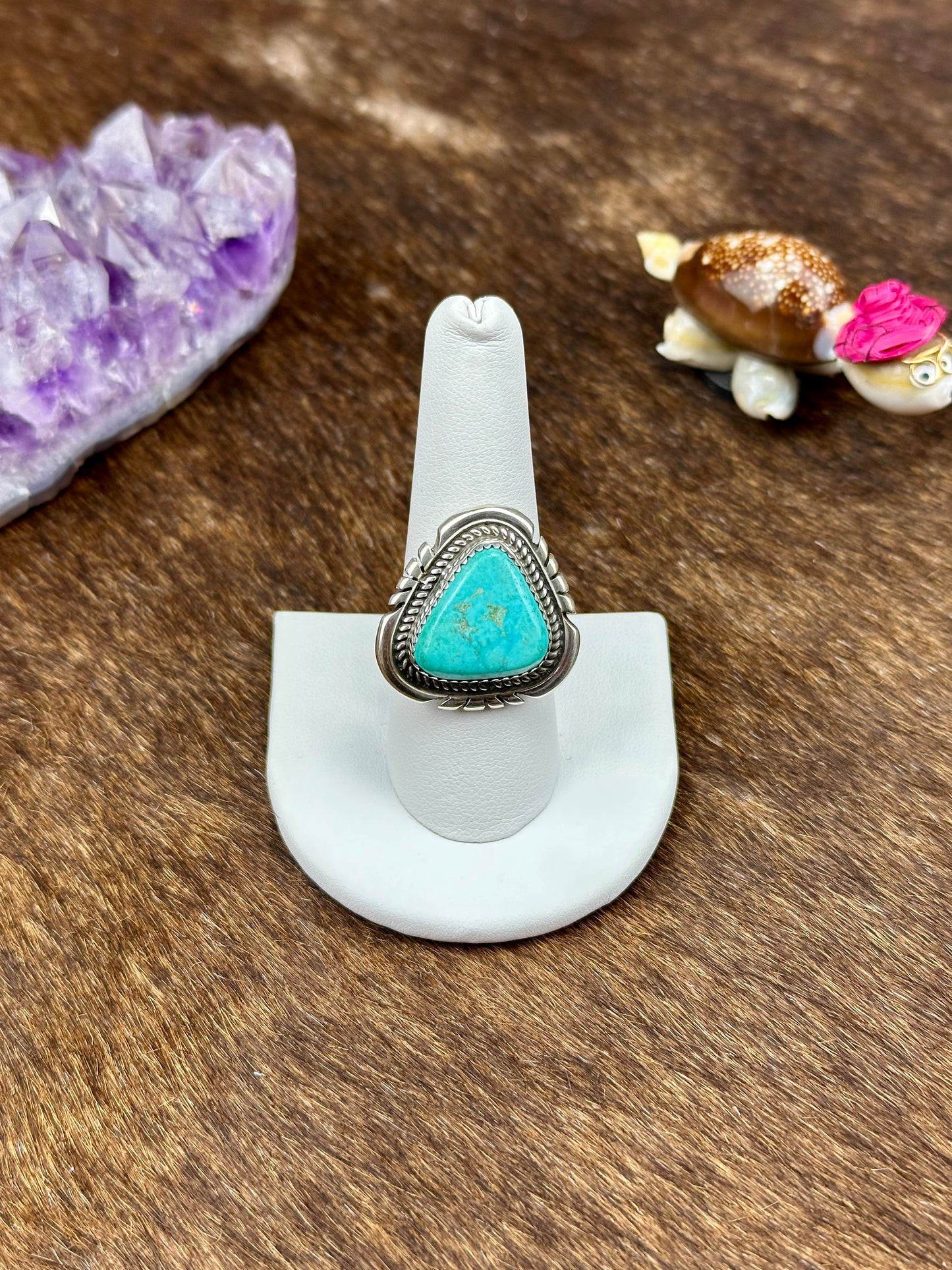 Kingman Turquoise Sterling Silver Triangle Ring