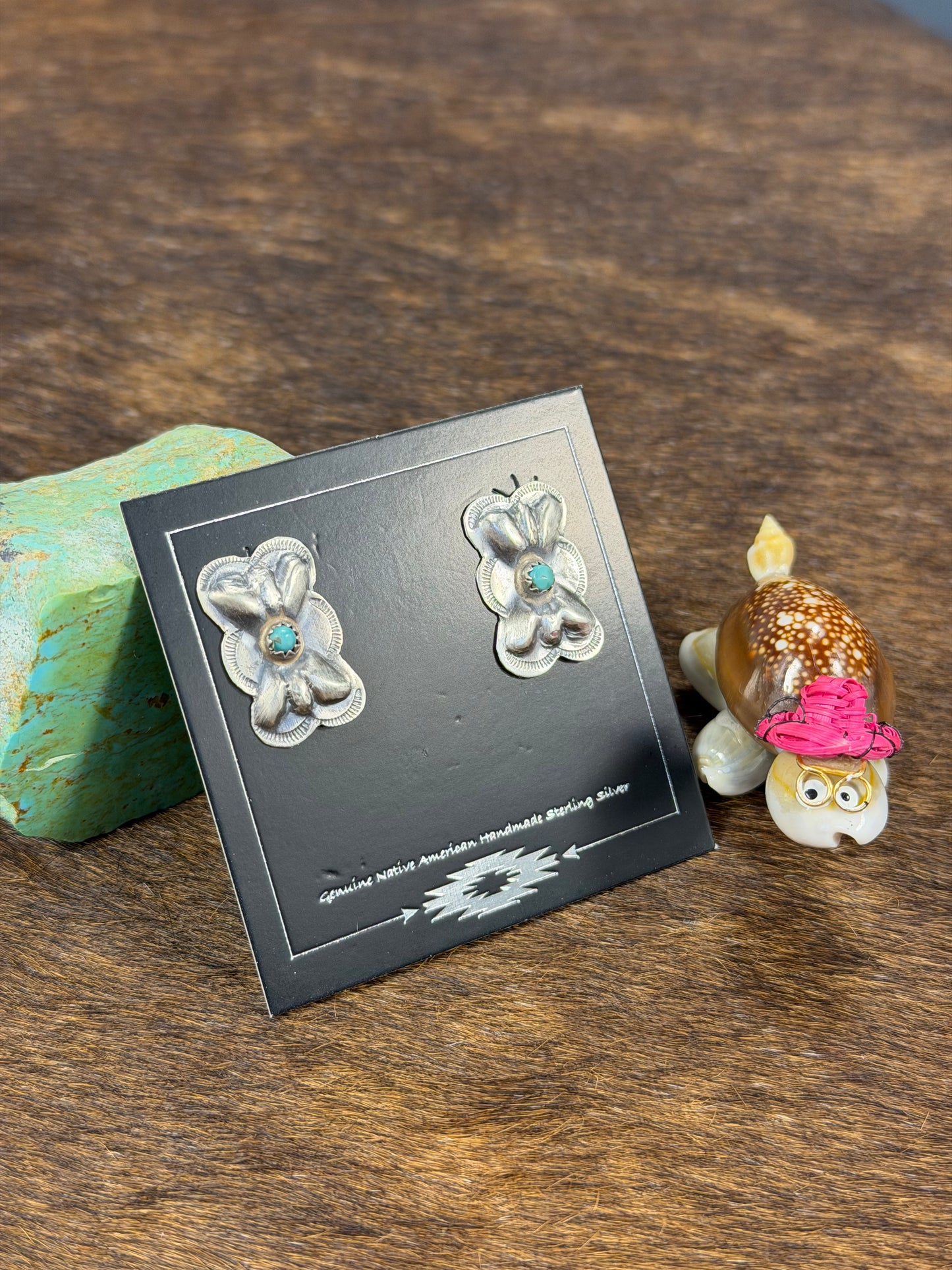 Kingman Turquoise & Sterling Sliver Bowtie Earring