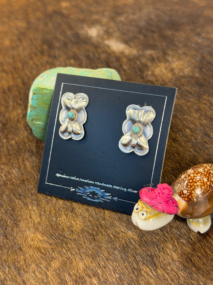 Kingman Turquoise & Sterling Sliver Bowtie Earring