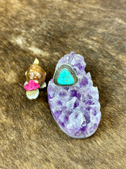 Kingman Turquoise Sterling Silver Triangle Ring