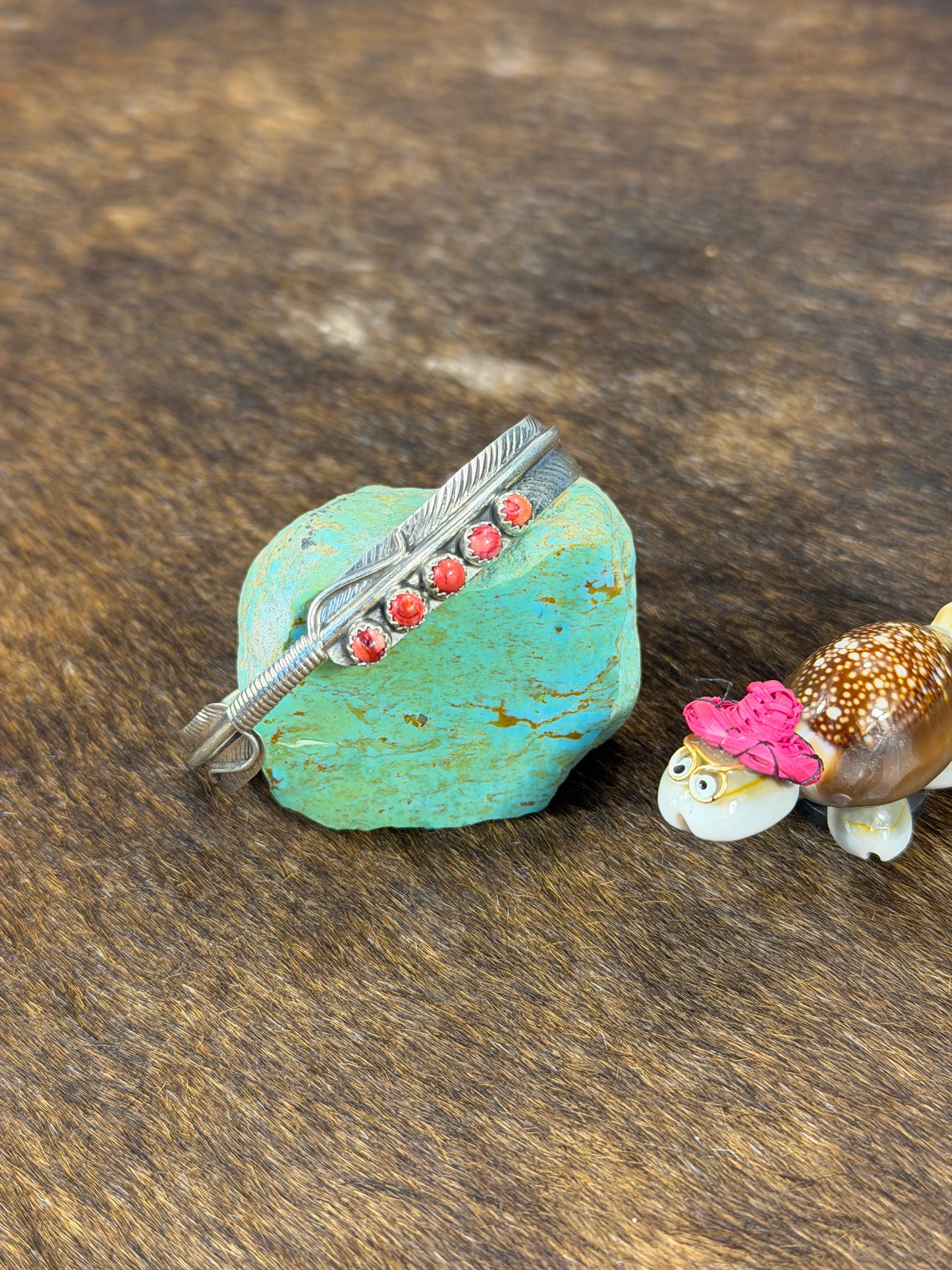 5 Stone Red Spiny Feather Breaclet