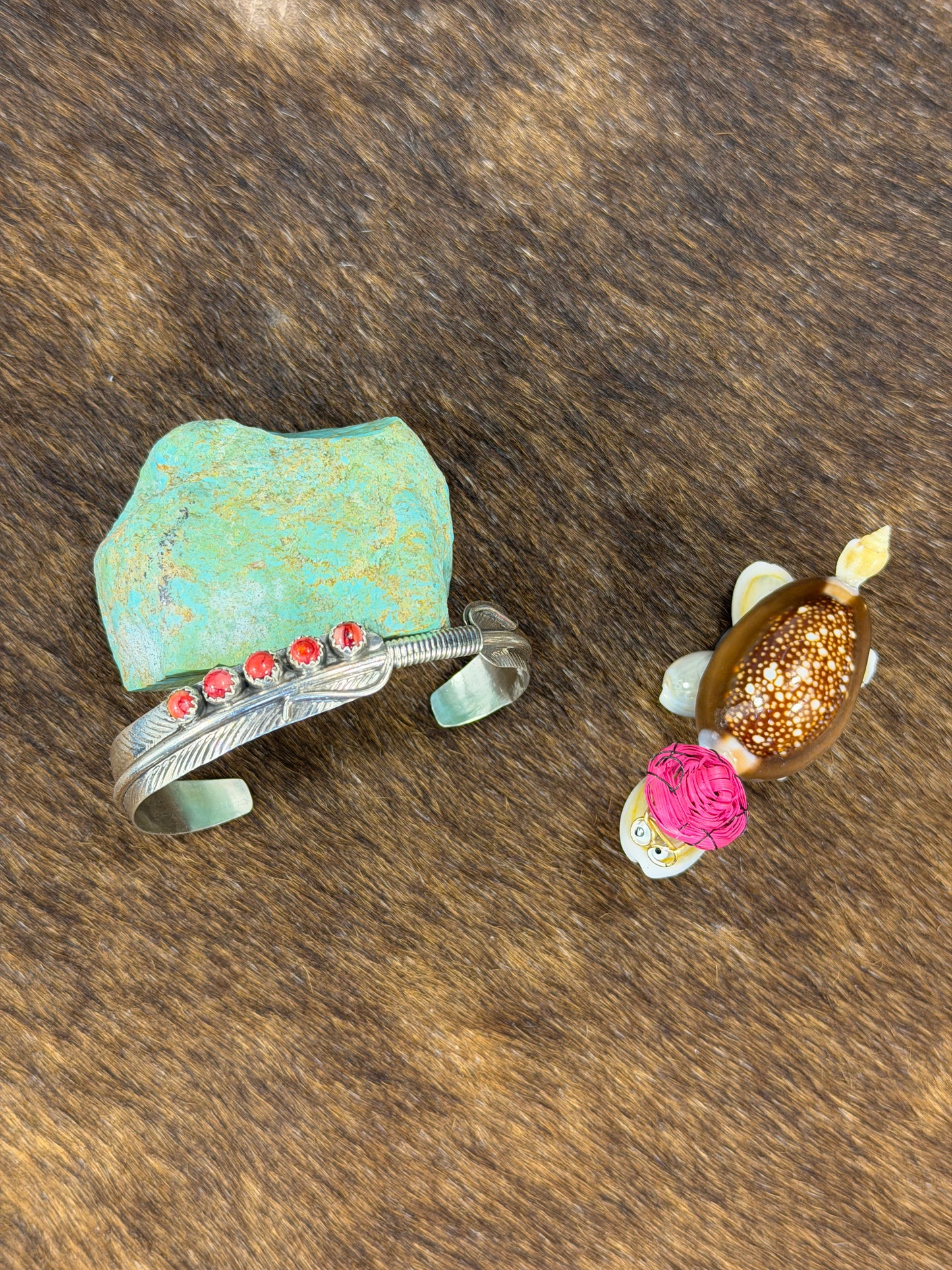 5 Stone Red Spiny Feather Breaclet