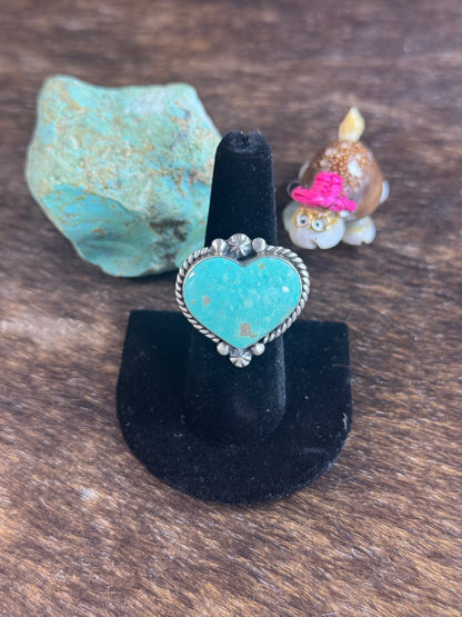 Kingman Turquoise Large Sized Heart Ring