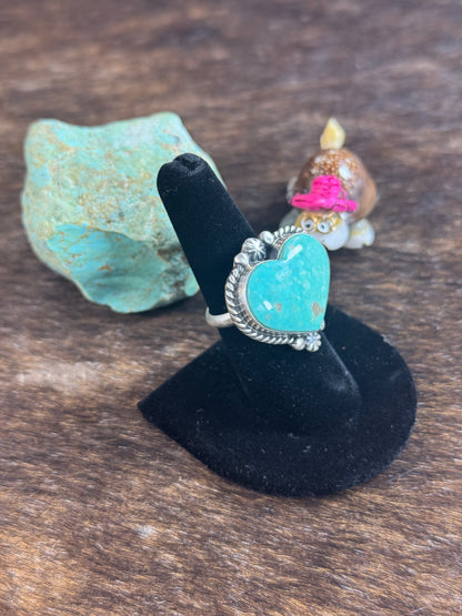 Kingman Turquoise Large Sized Heart Ring