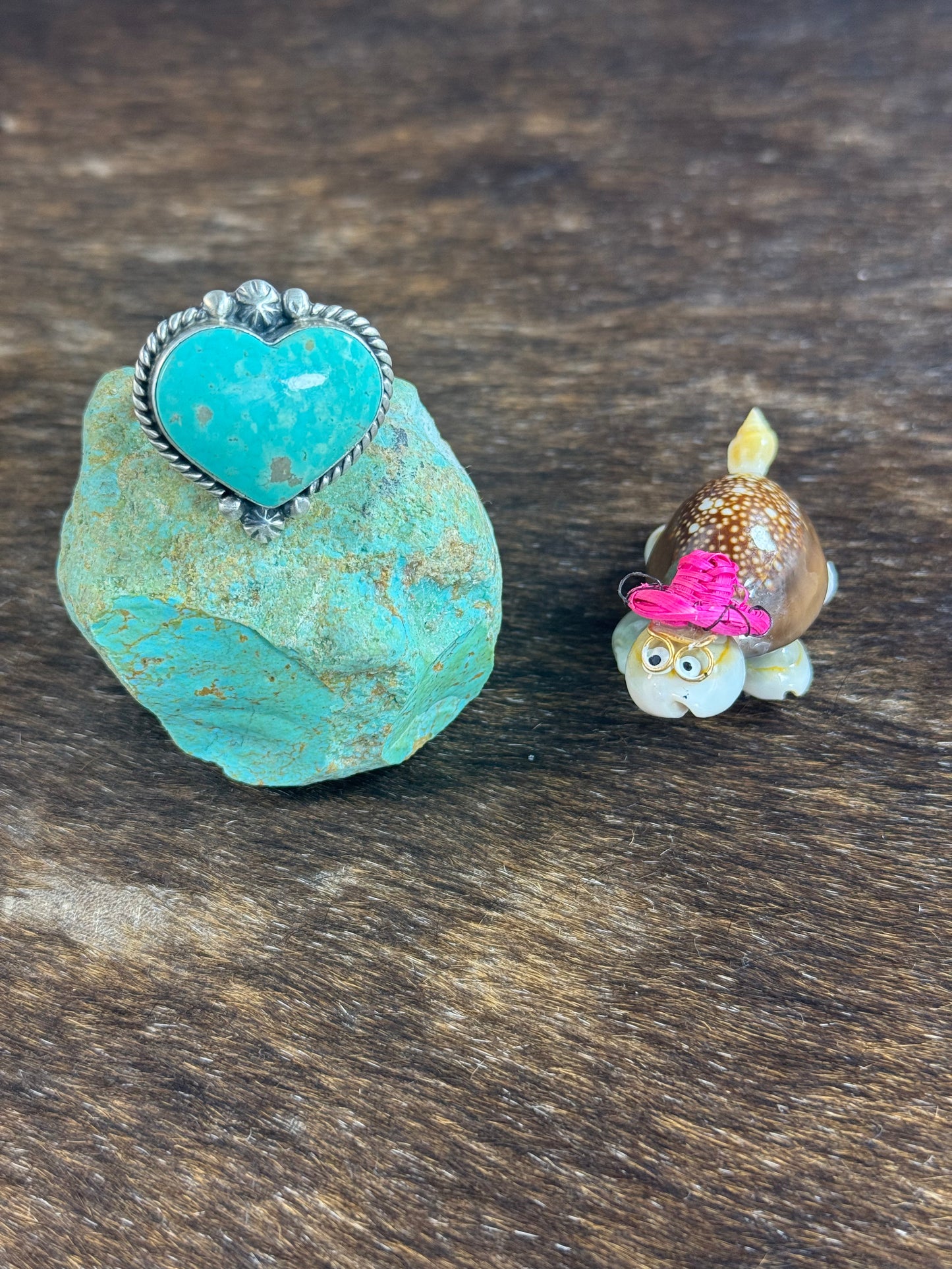 Kingman Turquoise Large Sized Heart Ring