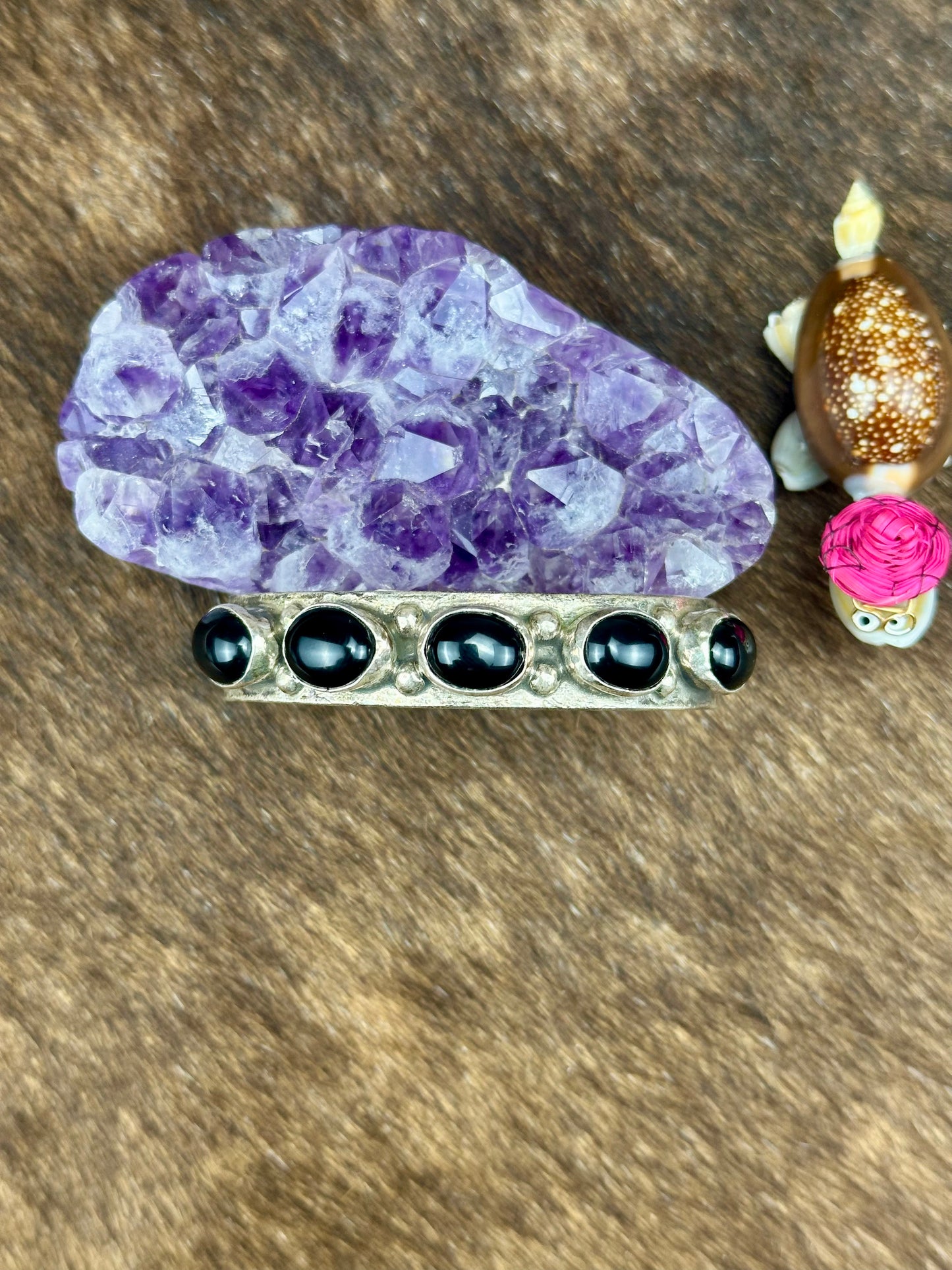 Black Onyx Sterling Silver 5 Stone Cuff