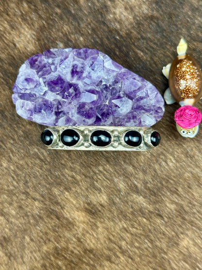 Black Onyx Sterling Silver 5 Stone Cuff