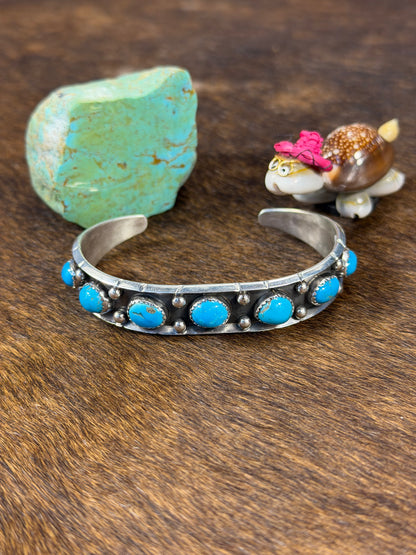 7 Stone Kingman Turquoise Bracelet