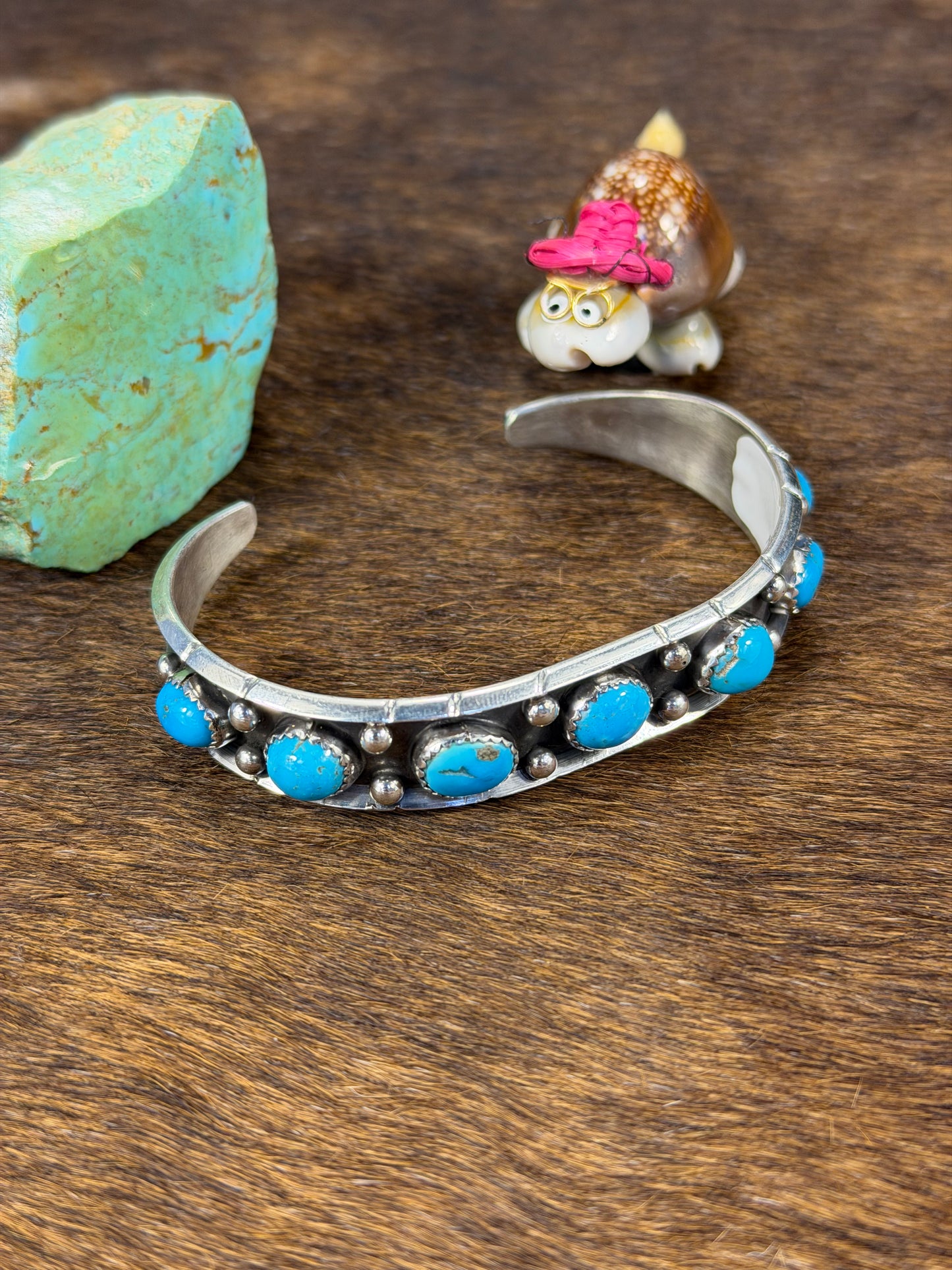7 Stone Kingman Turquoise Bracelet