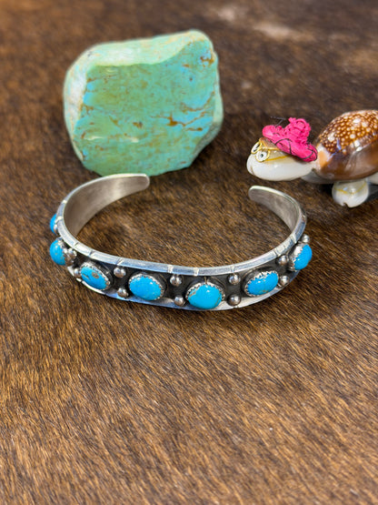 7 Stone Kingman Turquoise Bracelet