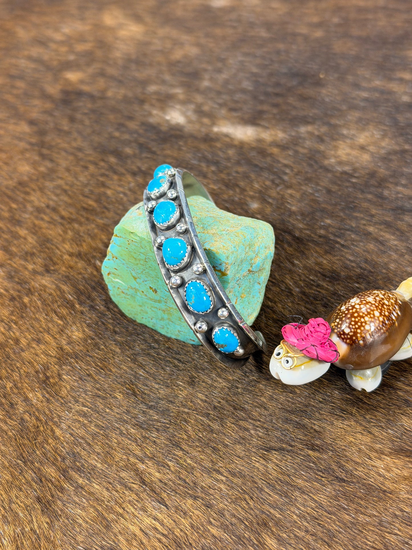 7 Stone Kingman Turquoise Bracelet