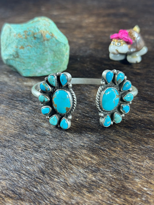 Kingman Half Cluster Open Cuff Bracelet