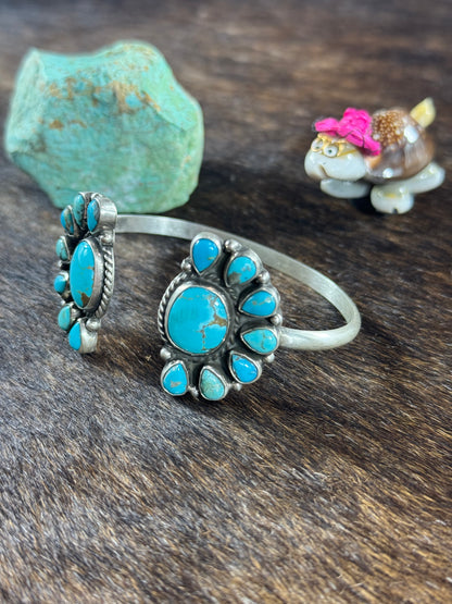 Kingman Half Cluster Open Cuff Bracelet